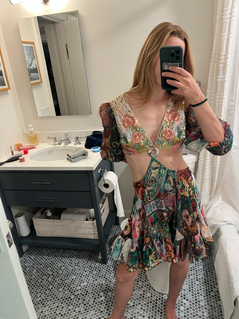 Alexis Floral Cutout Mini Dress in Multicolor